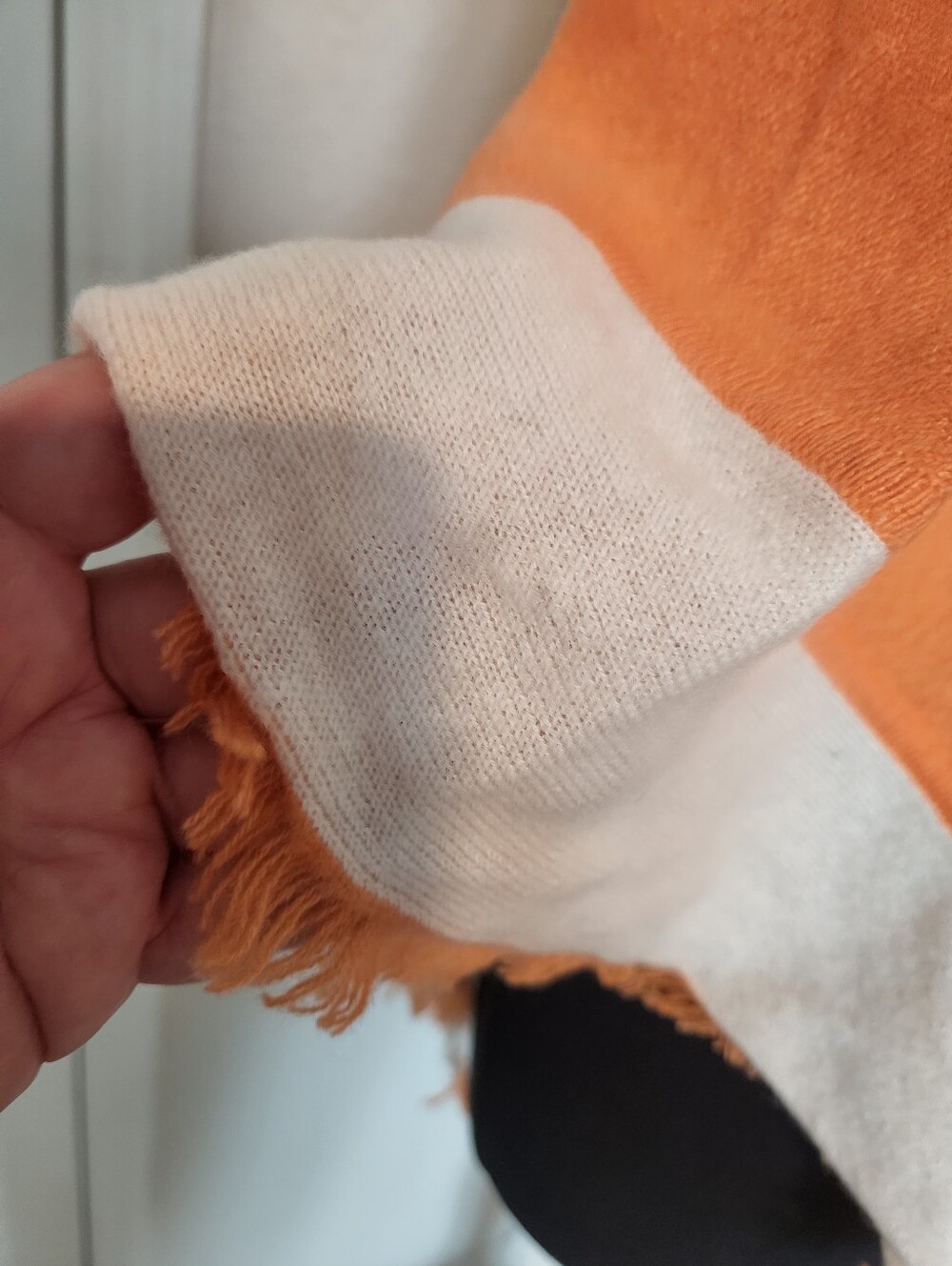 J. McLaughlin Orange Knit Scarf with Blue Label - Picture 5 of 7